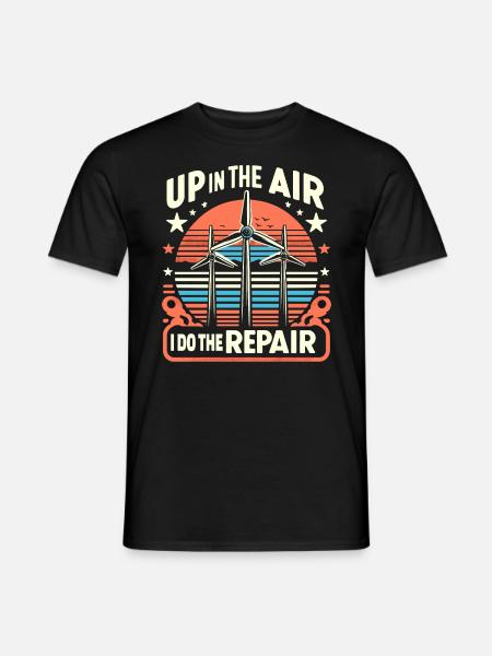 Windrad Kletterer Industriekletterer Geschenk - Männer T-Shirt - Schwarz