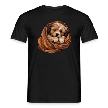Chiot chien mignon bichon havanais - T-shirt homme - noir - Devant - AI Model Male 178 light (178cm)