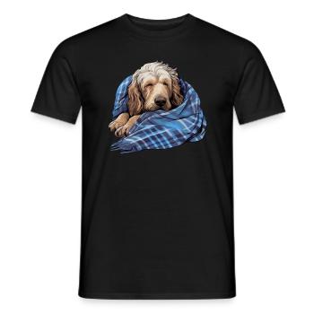 Cute Dog Puppy Otterhound - Men's T-Shirt - black - Front - AI Model Male 178 light (178cm)