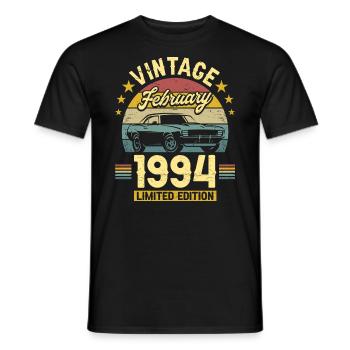 Birthday February 1994 30 Years Anniversary - Men's T-Shirt - black - Front - AI Model Male 178 light (178cm)
