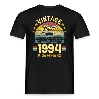 Anniversaire Mars 1994 30 Ans Anniversaire - T-shirt homme - noir - Devant - AI Model Male 178 light (178cm)