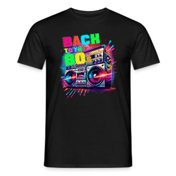 Retour aux années 80 Costume de fête sur le thème des années 80 - T-shirt homme - noir - Devant - AI Model Male 178 light (178cm)