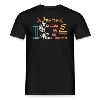 Januar 1974 Geburtstag Januar 1974 Retro - Männer T-Shirt - Schwarz - Vorne - AI Model Male 178 light (178cm)