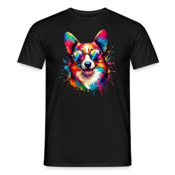 Funny Pop Art Corgi Dog Dog Lover - Men's T-Shirt - black - Front - AI Model Male 178 light (178cm)