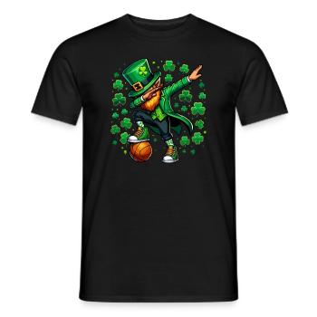 St Patrick's Day Irish Party Green Basketball Leprechaun - Men's T-Shirt - black - Front - AI Model Male 178 light (178cm)