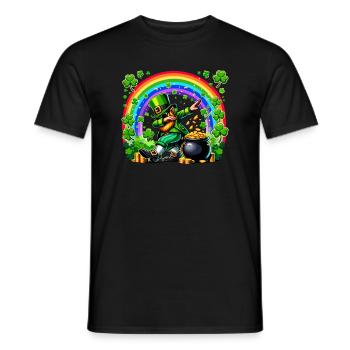 St Patrick's Day Irish Party Green Dabbing Leprechaun - Men's T-Shirt - black - Front - AI Model Male 178 light (178cm)