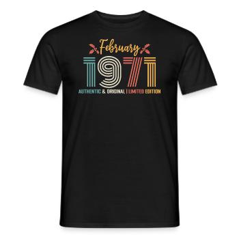 February 1971 Birthday February 1971 Retro - Men's T-Shirt - black - Front - AI Model Male 178 light (178cm)