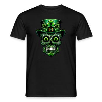 Sugar Skull Irish Irland Kleeblatt St Patricks Day - Männer T-Shirt - Schwarz - Vorne - AI Model Male 178 light (178cm)