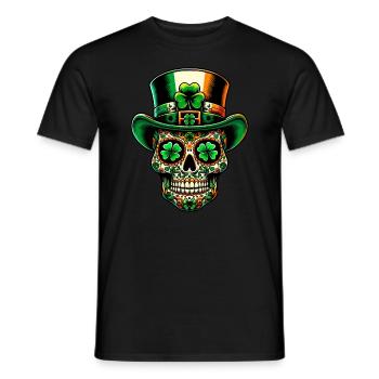 Sugar Skull Irish Irland Kleeblatt St Patricks Day - Männer T-Shirt - Schwarz - Vorne - AI Model Male 178 light (178cm)