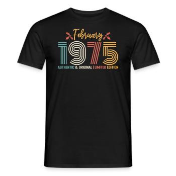 February 1975 Anniversary February 1975 Retro - Men's T-Shirt - black - Front - AI Model Male 178 light (178cm)
