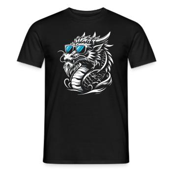 Cool Chinese dragon with sunglasses - Men's T-Shirt - black - Front - AI Model Male 178 light (178cm)