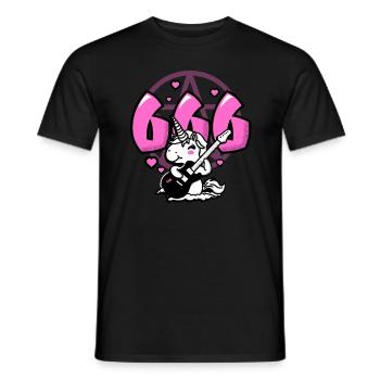 666 - Lustiges Einhorn, das Metallgitarre spielt - Männer T-Shirt - Schwarz - Vorne - AI Model Male 178 light (178cm)