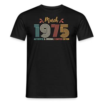 March 1975 Anniversary March 1975 Retro - Men's T-Shirt - black - Front - AI Model Male 178 light (178cm)