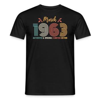 März 1963 Geburtstag März 1963 Retro - Männer T-Shirt - Schwarz - Vorne - AI Model Male 178 light (178cm)