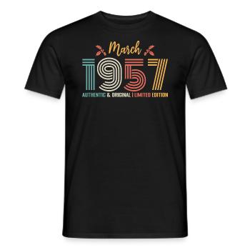 März 1957 Geburtstag März 1957 Retro - Männer T-Shirt - Schwarz - Vorne - AI Model Male 178 light (178cm)