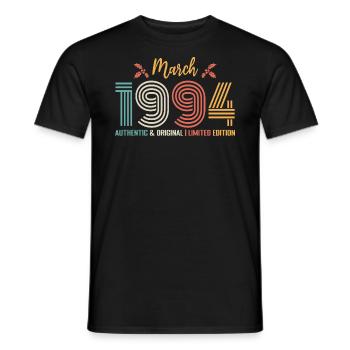 März 1994 Jubiläum März 1994 Retro - Männer T-Shirt - Schwarz - Vorne - AI Model Male 178 light (178cm)