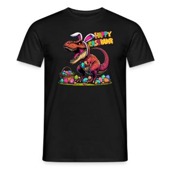 Dinosaur Trex Boys Easter Basket Easter Bunny Merry - Men's T-Shirt - black - Front - AI Model Male 178 light (178cm)