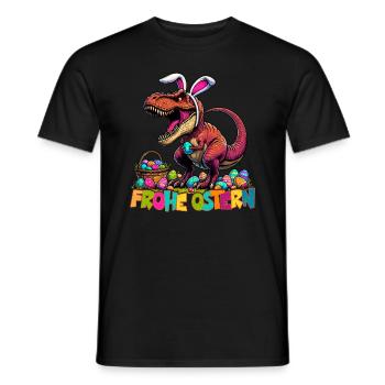 Dinosaur Trex Boys Easter Basket Easter Bunny - Men's T-Shirt - black - Front - AI Model Male 178 light (178cm)