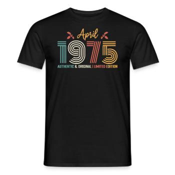 Avril 1975 anniversaire Avril 1975 rétro - T-shirt homme - noir - Devant - AI Model Male 178 light (178cm)