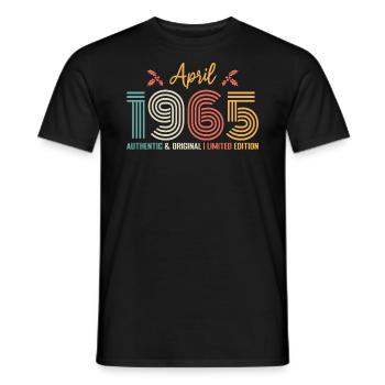 April 1965 Birthday April 1965 Retro - Men's T-Shirt - black - Front - AI Model Male 178 light (178cm)