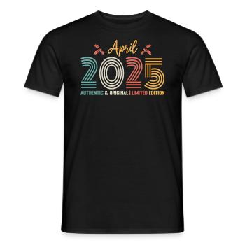 April 2025 Jubiläum April 2025 Retro - Männer T-Shirt - Schwarz - Vorne - AI Model Male 178 light (178cm)
