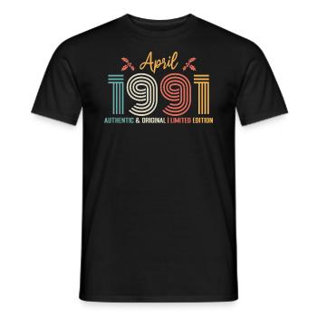 April 1991 Birthday April 1991 Retro - Men's T-Shirt - black - Front - AI Model Male 178 light (178cm)