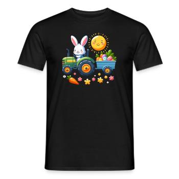 Tractor, Farmer, Easter Basket, Easter Bunny, Happy Easter - Men's T-Shirt - black - Front - AI Model Male 178 light (178cm)