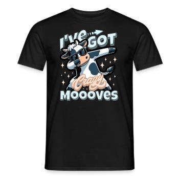 Funny Cow Pun - I've got crazy moooves - Men's T-Shirt - black - Front - AI Model Male 178 light (178cm)