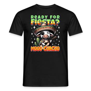 Fiesta Shirt mit lustigem Kuh-Wortspiel - Mooo-chacho - Männer T-Shirt - Schwarz - Vorne - AI Model Male 178 light (178cm)