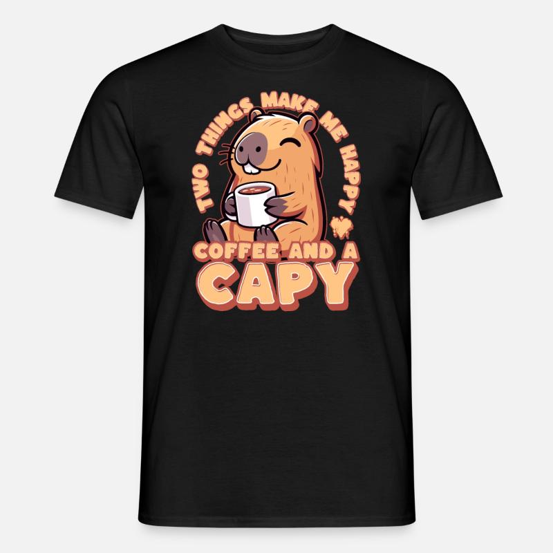 Kaffee Capybara - Coffeebara - Capyrista - Capycin - Männer T-Shirt - Schwarz
