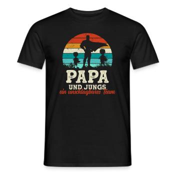 Team Super Papa und Jungs Söhne Vatertag Geschenk - Männer T-Shirt - Schwarz - Vorne - AI Model Male 178 light (178cm)