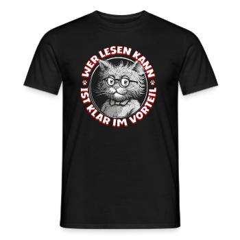 Those who can read have a clear advantage, cat glasses - Men's T-Shirt - black - Front - AI Model Male 178 light (178cm)