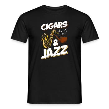 Zigarren Und Jazz Saxophon Musikliebhaber - Männer T-Shirt - Schwarz - Vorne - AI Model Male 178 light (178cm)