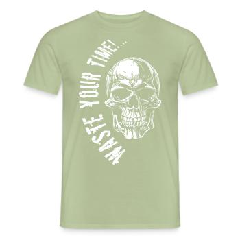 Totenkopf Streetwear - waste your time - Men's T-Shirt - sage - Front - AI Model Male 178 light (178cm)