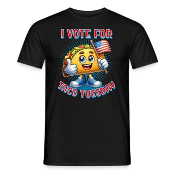 I vote for Taco Tuesday - Taco with USA flag - Men's T-Shirt - black - Front - AI Model Male 178 light (178cm)