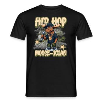 Musicien Hip Hop - Moose-ician - Rappeur cool - T-shirt homme - noir - Devant - AI Model Male 178 light (178cm)