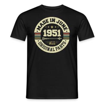 Juin 1951 Cadeau d’anniversaire Juin 1951 Juin 1951 - T-shirt homme - noir - Devant - AI Model Male 178 light (178cm)
