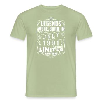 Geburtstag Juli 1991 Jahr Limited Edition - Männer T-Shirt - Sage - Vorne - AI Model Male 178 light (178cm)