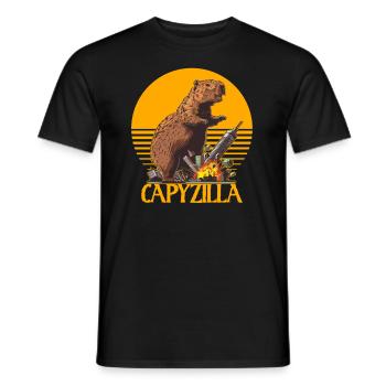 Capybara Meme - Capyzilla - randalierendes Monster - Männer T-Shirt - Schwarz - Vorne - AI Model Male 178 light (178cm)