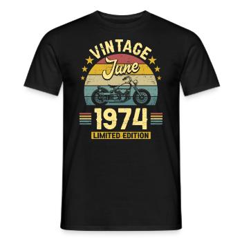 Motard 50 Ans 1974 Juin 50 Ans Anniversaire - T-shirt homme - noir - Devant - AI Model Male 178 light (178cm)
