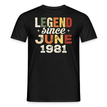 Juin 1981 Cadeau d’anniversaire Juin 1981 Juin 1981 - T-shirt homme - noir - Devant - AI Model Male 178 light (178cm)