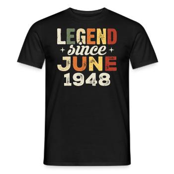 June 1948 Birthday present June 1948 June 1948 - Men's T-Shirt - black - Front - AI Model Male 178 light (178cm)