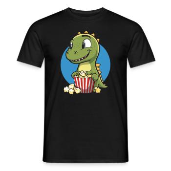Popcorn Dino Dinosaur T-Rex Movie Night - Men's T-Shirt - black - Front - AI Model Male 178 light (178cm)