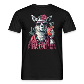 Lustiges Lama Alpaka Trinken Pina Colada - Männer T-Shirt - Schwarz - Vorne - AI Model Male 178 light (178cm)