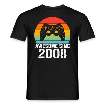 2008 Anniversary Gift for All Gamers 2008 - Men's T-Shirt - black - Front - AI Model Male 178 light (178cm)