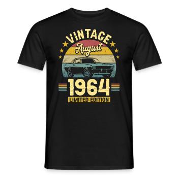 August 1964 Auto zum 60-jährigen Jubiläum - Männer T-Shirt - Schwarz - Vorne - AI Model Male 178 light (178cm)