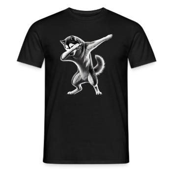 Dabbing Dogs Animal Lover Dab Siberian Husky - Men's T-Shirt - black - Front - AI Model Male 178 light (178cm)