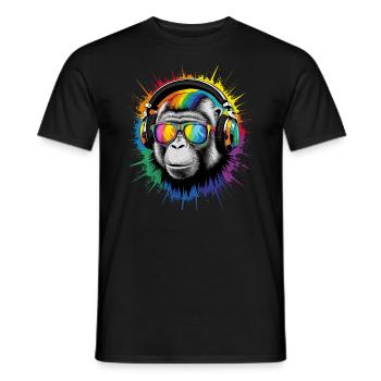 DJ Cool Fun Lustig Bunt Pop Art Techno Festival - Männer T-Shirt - Schwarz - Vorne - AI Model Male 178 light (178cm)