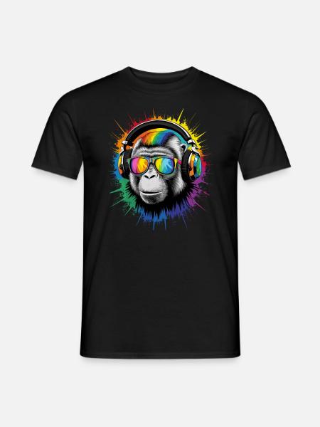 DJ Cool Fun Lustig Bunt Pop Art Techno Festival - Männer T-Shirt - Schwarz