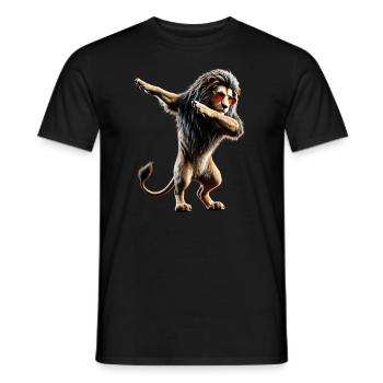 Funny Dabbing Lion Dancing Animal Lover Dab Animal - Men's T-Shirt - black - Front - AI Model Male 178 light (178cm)